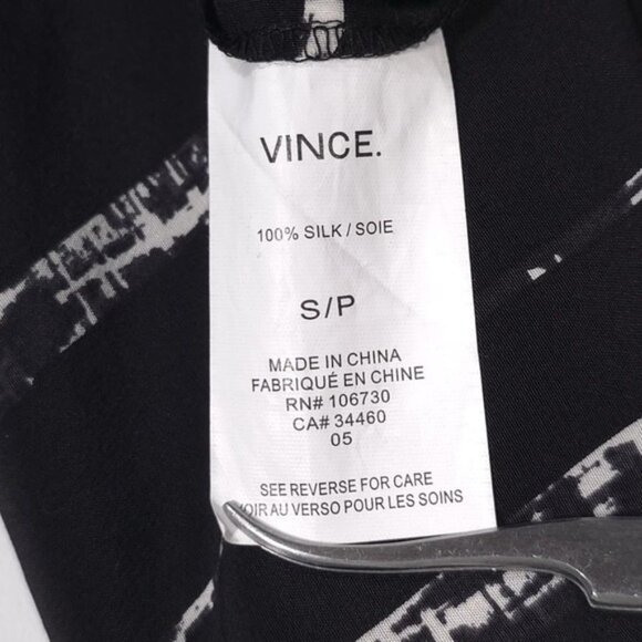 VINCE. Women's‎ Shadow Stripe Shift 100% SILK Mini Dress SMALL/P Black White - Picture 10 of 11